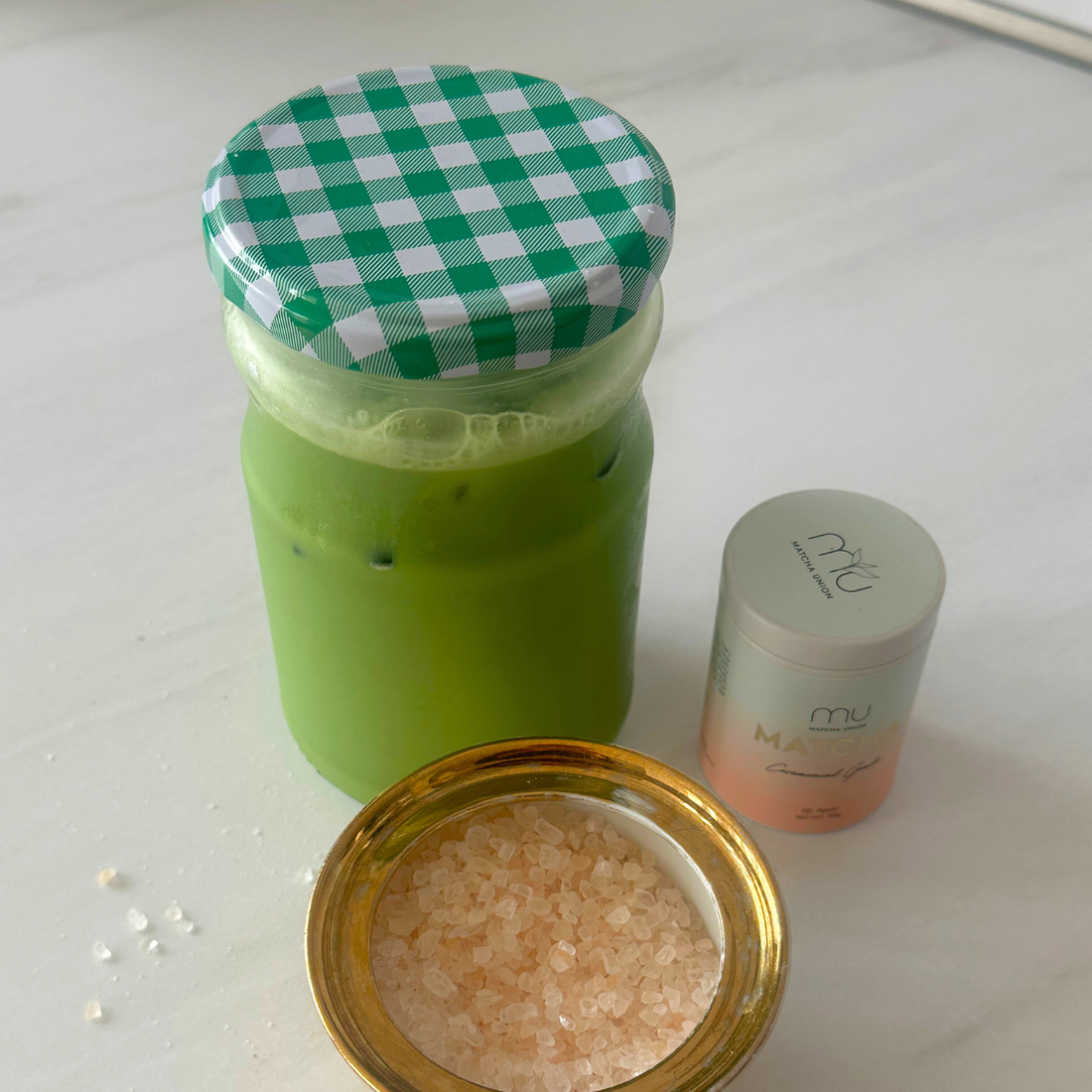 Pink Himalayan Salted Maple Matcha Latte