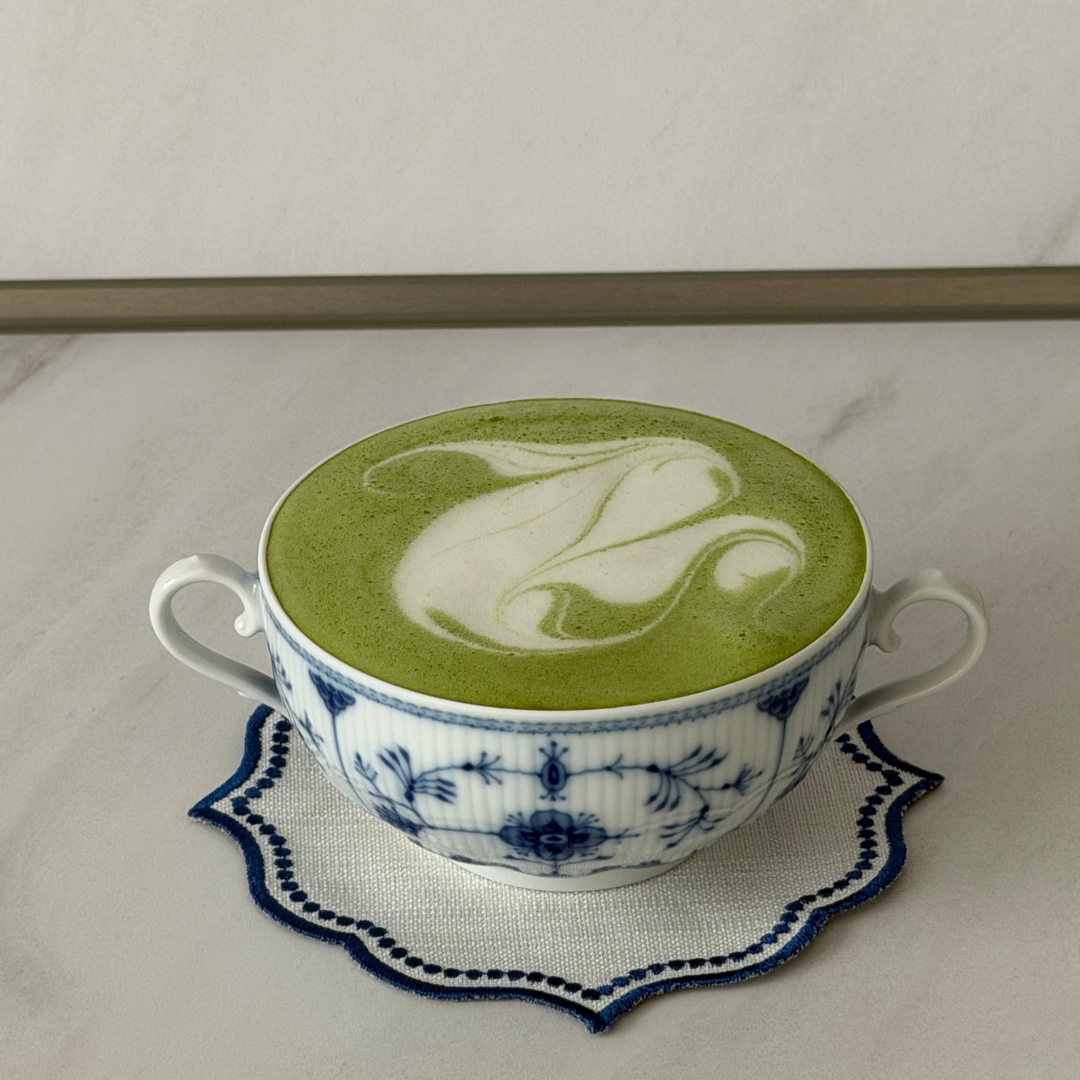 A classic warm matcha latte