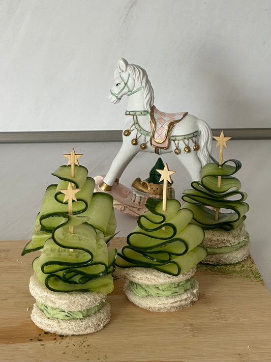 Christmas Tree Sandwiches with Matcha Cream