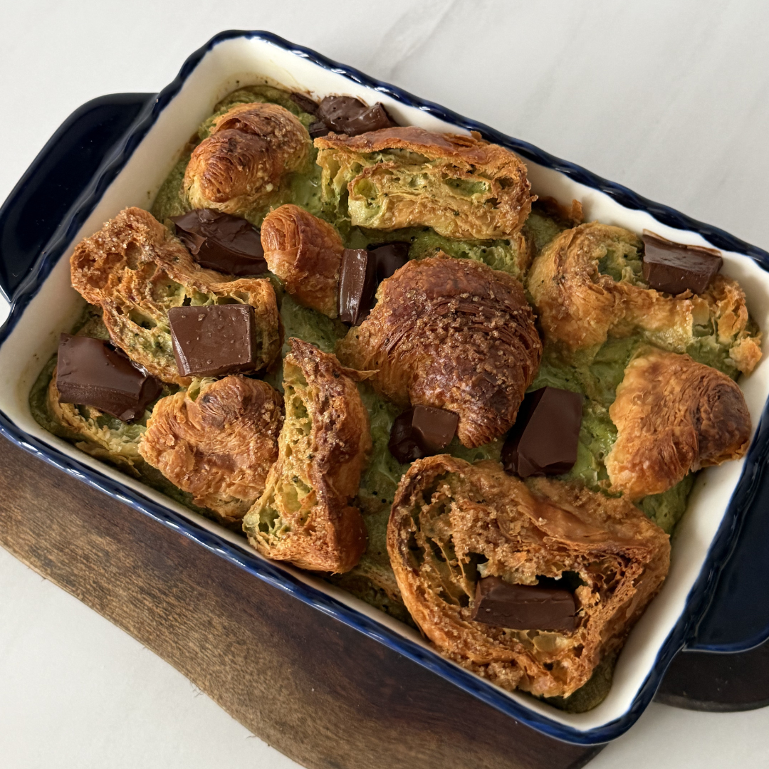 Matcha Croissant Pudding