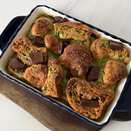 Matcha Croissant Pudding