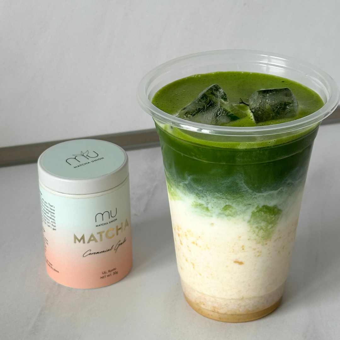 Salted Tahini Honeycomb Matcha Latte